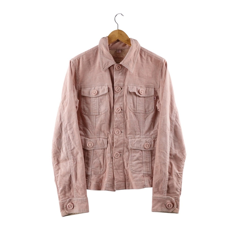 Vintage PLUGG Womens Vintage Pink Corduroy Utility Jacket Size L Y2K